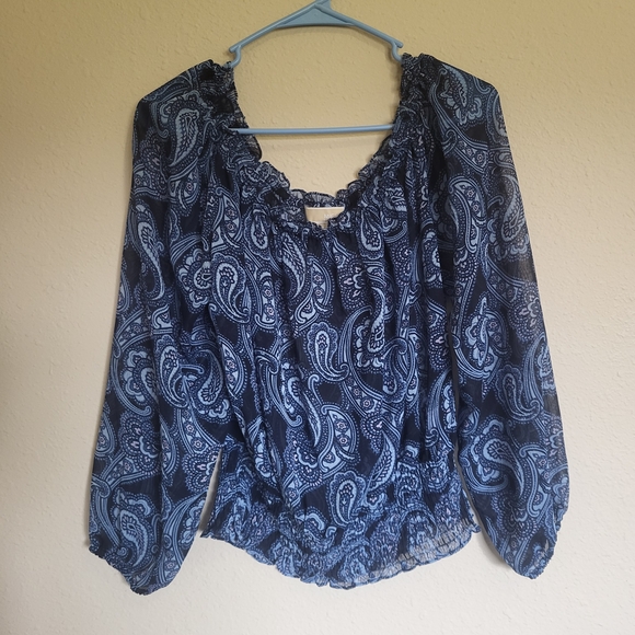Michael Kors Tops - Michael Kors Blue Paisley Blouse
